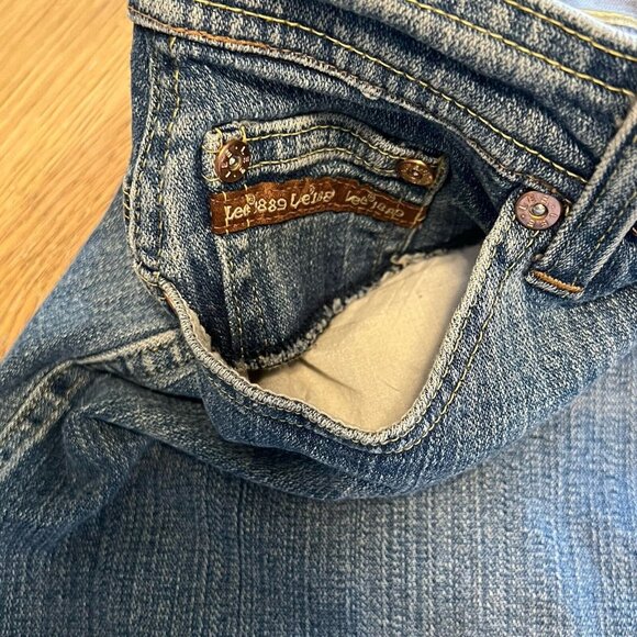Lee Jeans Lee 1889 Blue Denim Embroidered Peacock Mini Skirt Size 17M Western - Picture 9 of 12